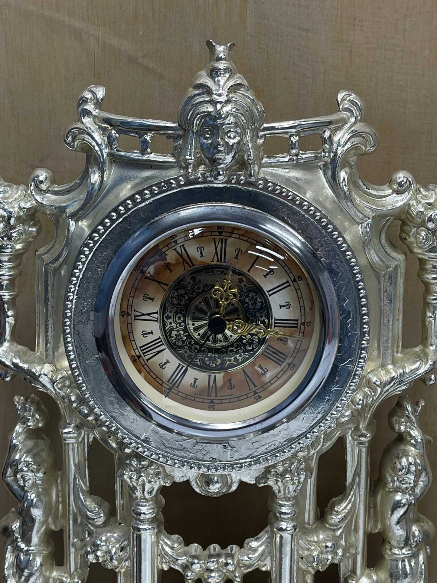 GADA Ormolu Cast Baroque Candelabra & Clock Set