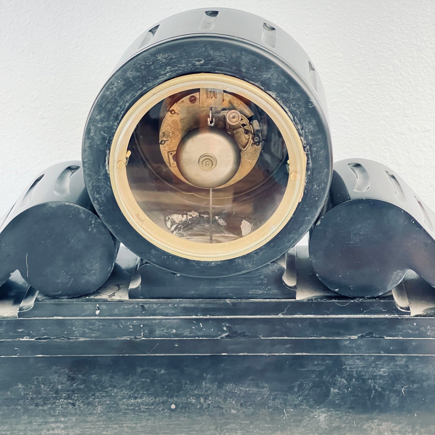 Antique Brocot & Delettrez Style Victorian 8 Day Black Slate Clock Set