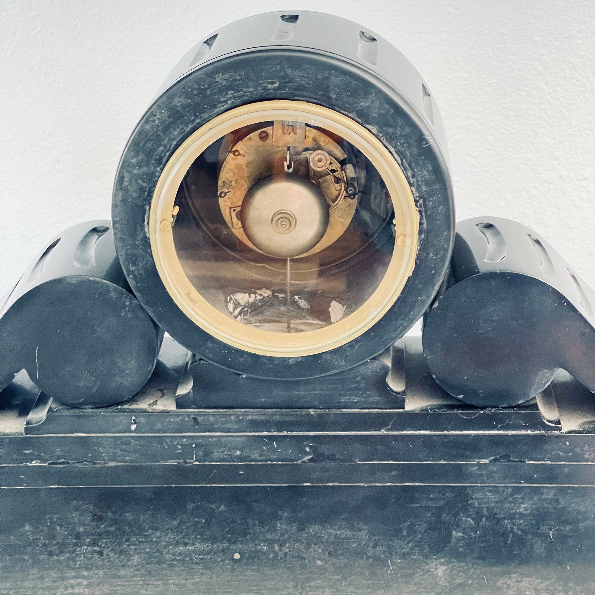 Antique Brocot & Delettrez Style Victorian 8 Day Black Slate Clock Set