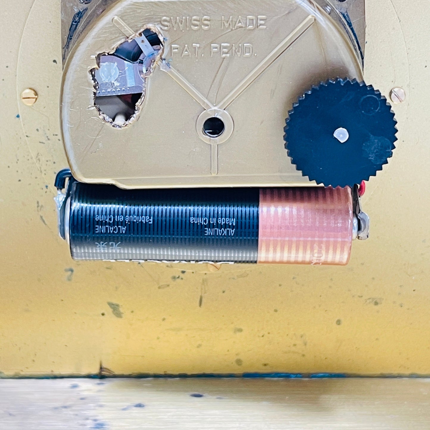 Angelus Gold Mantle Clock - Swiss Case - battery movement