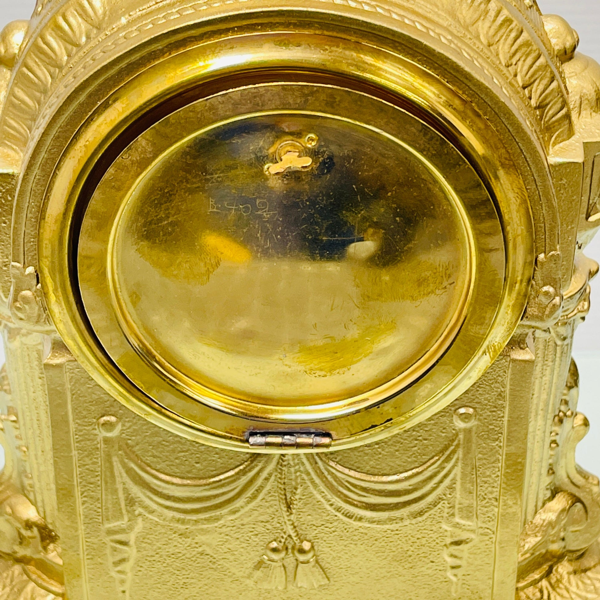 Ansonia Ormolu and Royal Bonn German Hand-painted Ceramic Mantel Clock, Late 19th Century