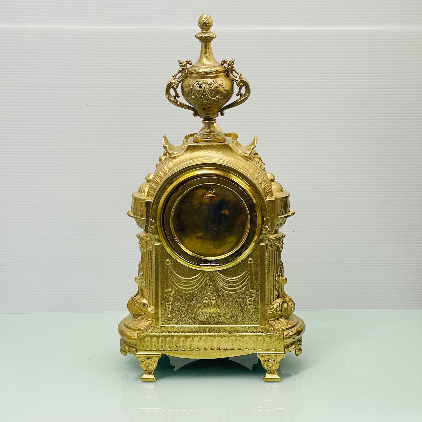 Ansonia Ormolu and Royal Bonn German Hand-painted Ceramic Mantel Clock, Late 19th Century