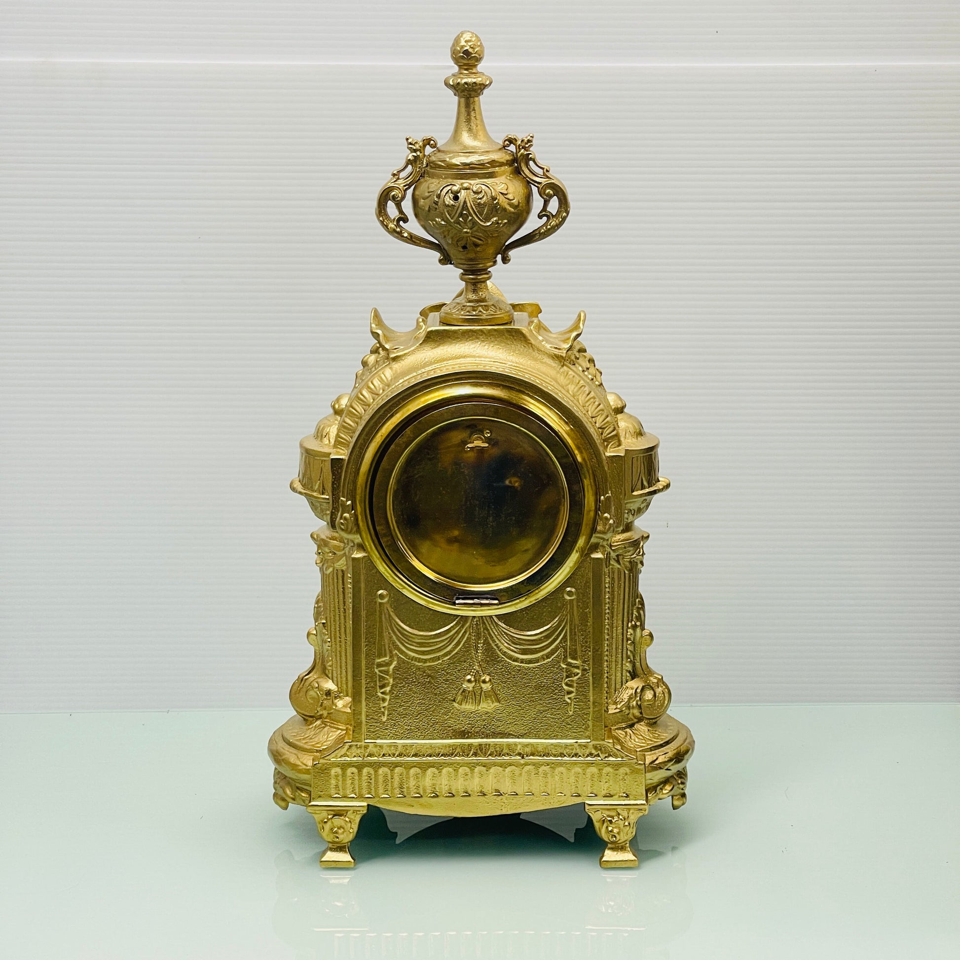 Ansonia Ormolu and Royal Bonn German Hand-painted Ceramic Mantel Clock, Late 19th Century