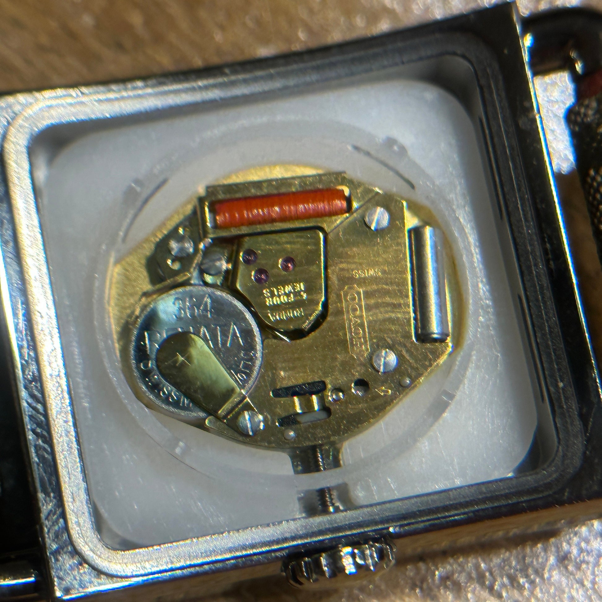 COACH 0221 Swiss Quartz Womens Stainless Tank Watch~Signature Canvas band in Box