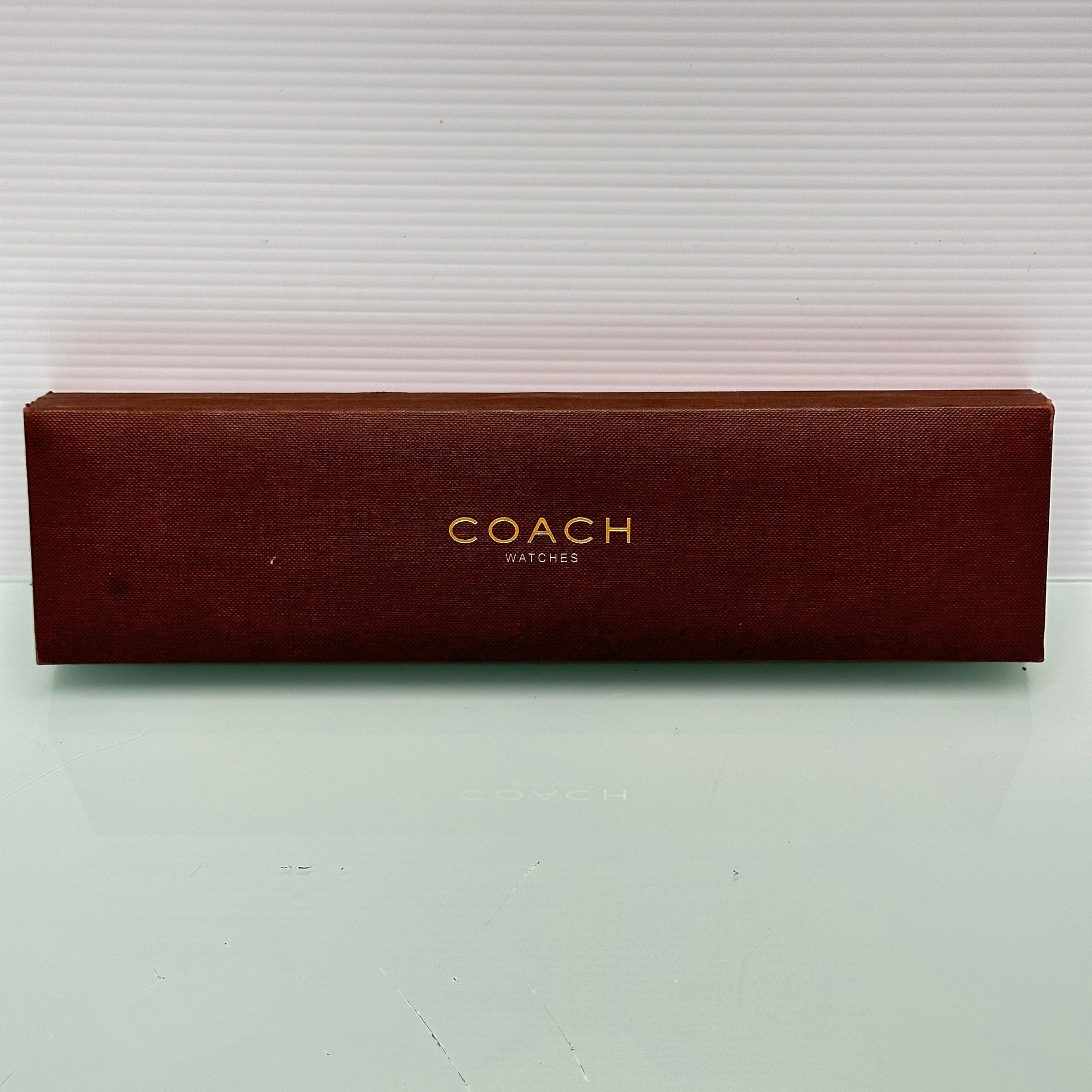 COACH 0221 Swiss Quartz Womens Stainless Tank Watch~Signature Canvas band in Box