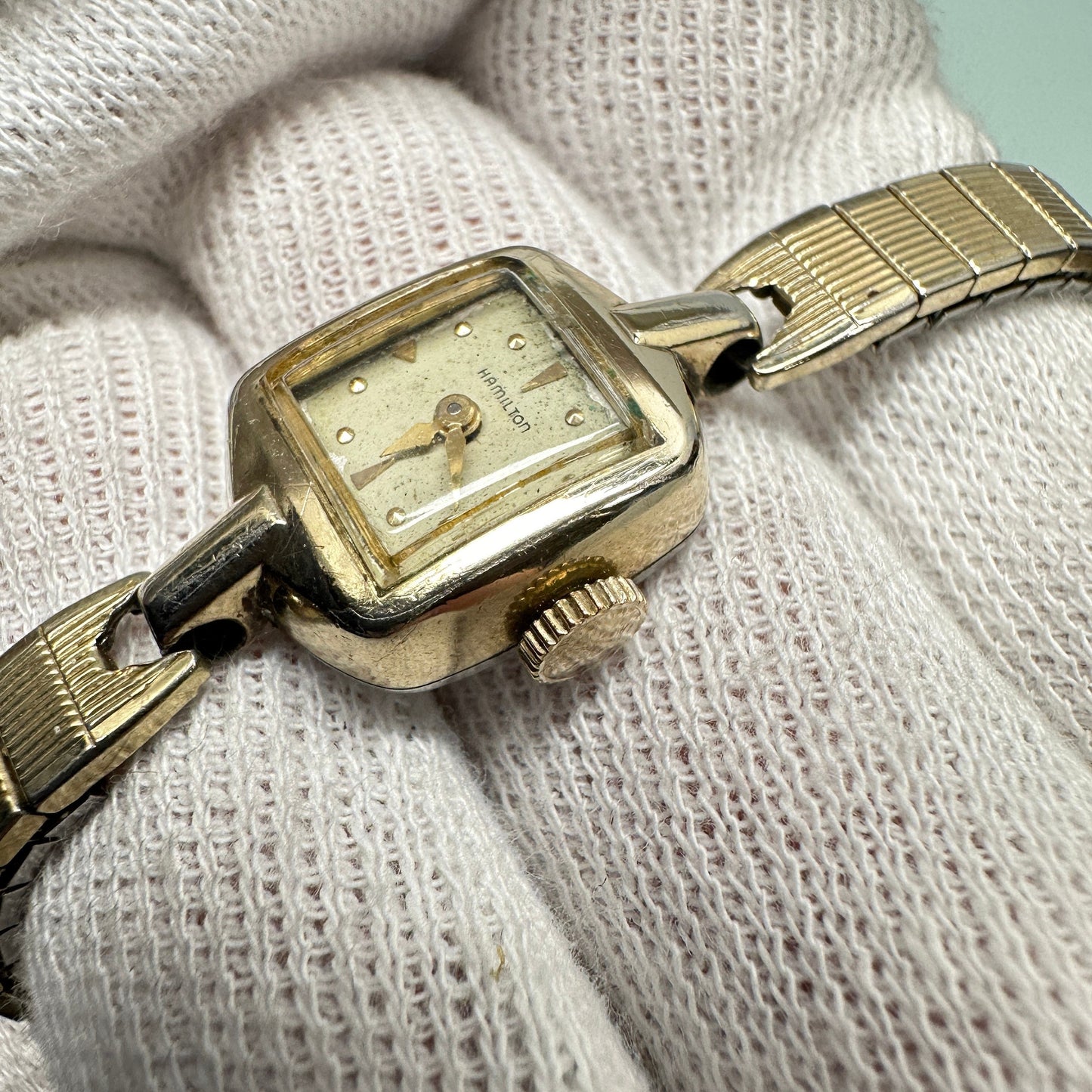 Antique Hamilton Swiss Cocktail 10k Gold Watch with 17 Jewels