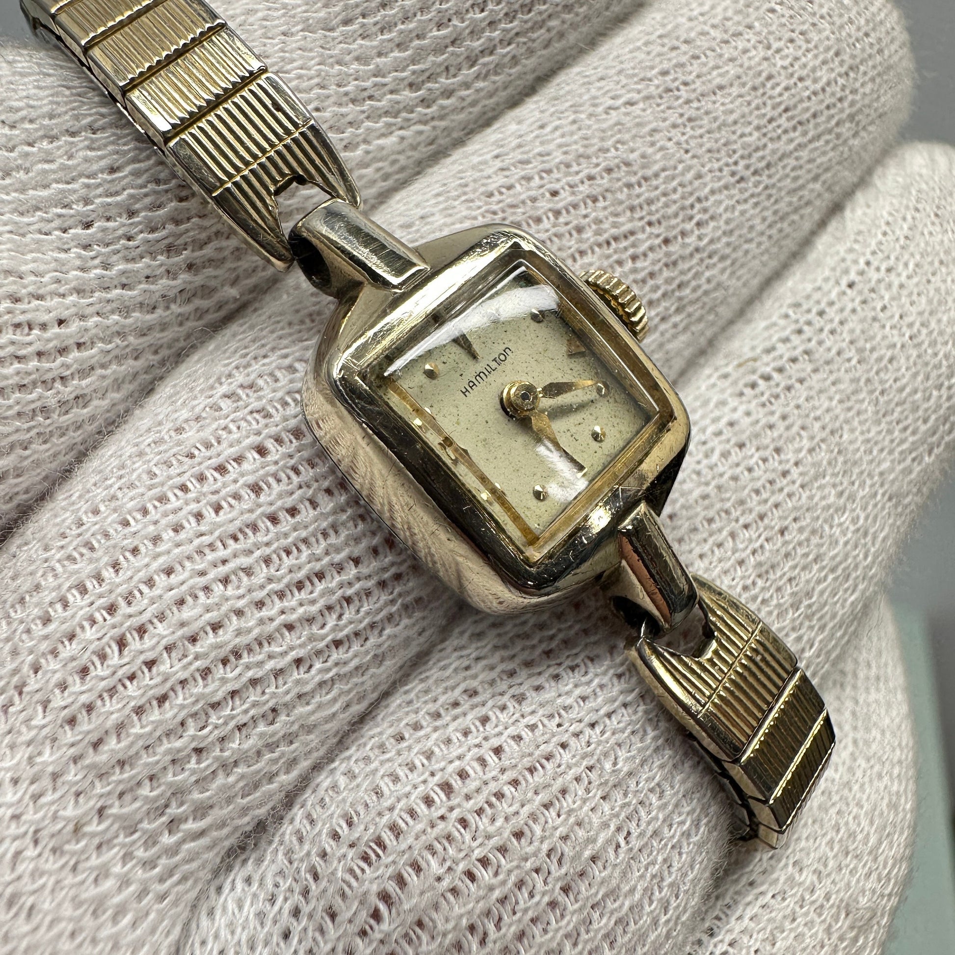 Antique Hamilton Swiss Cocktail 10k Gold Watch with 17 Jewels