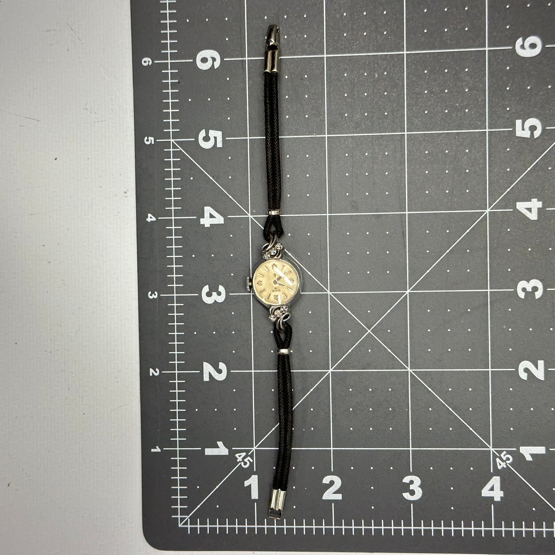 Antique Ladies Elgin Cocktail 10k White Gold Plated Watch with Diamonds