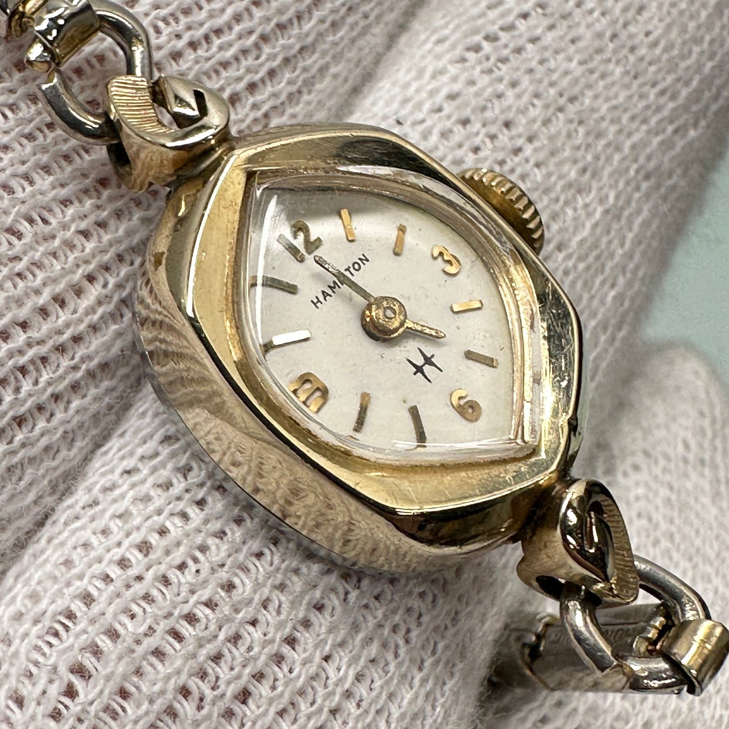 Antique Hamilton Swiss Cocktail 10k Gold Watch with 17 Jewels