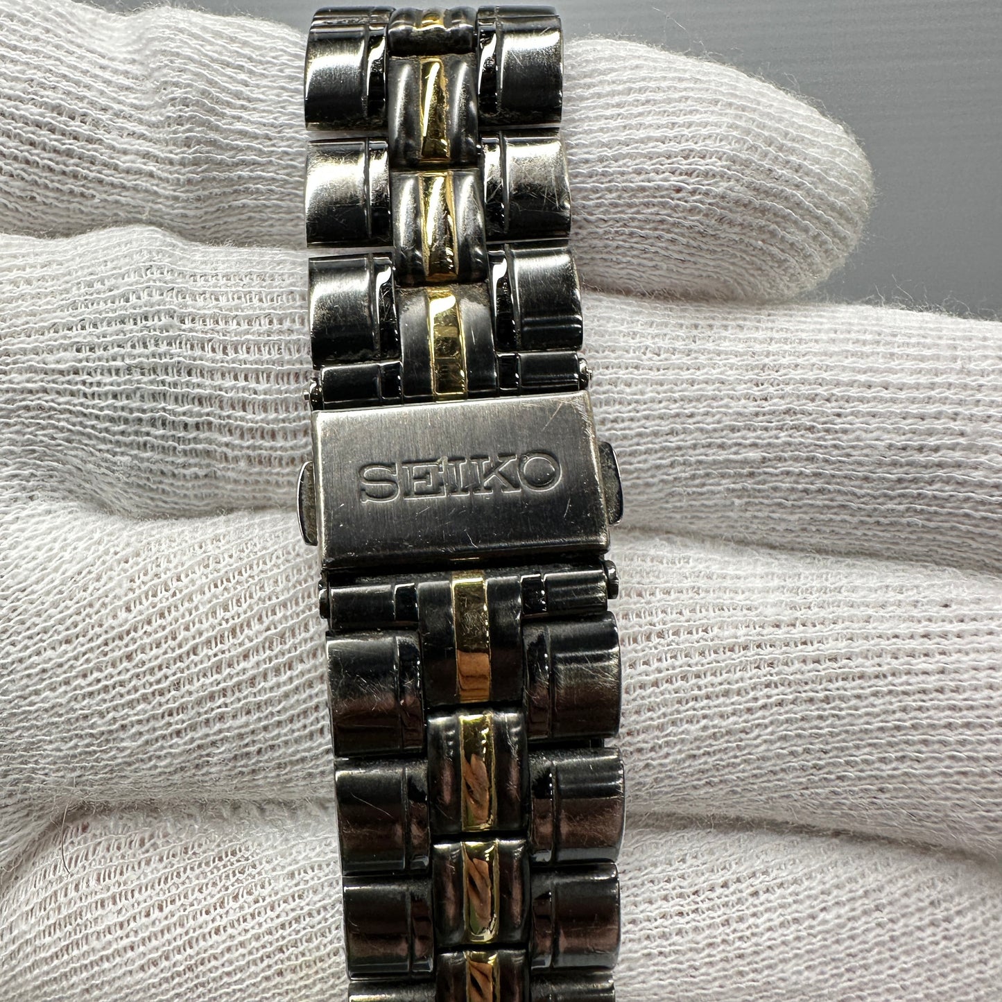 Seiko Kinetic Black & Gold Watch with Date c.1995