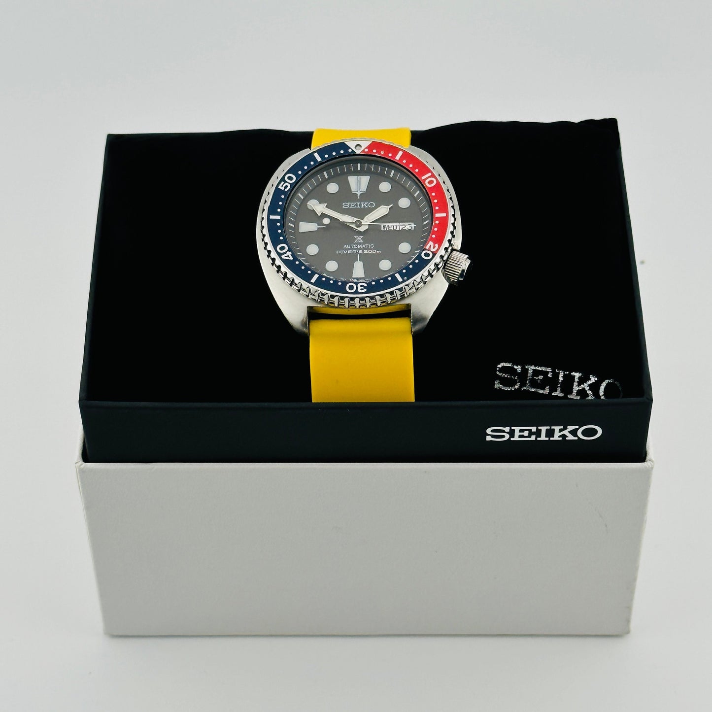 Seiko Prospex Diver's 200m Automatic 45mm Turtle Watch with Archer brand Silicone Strap