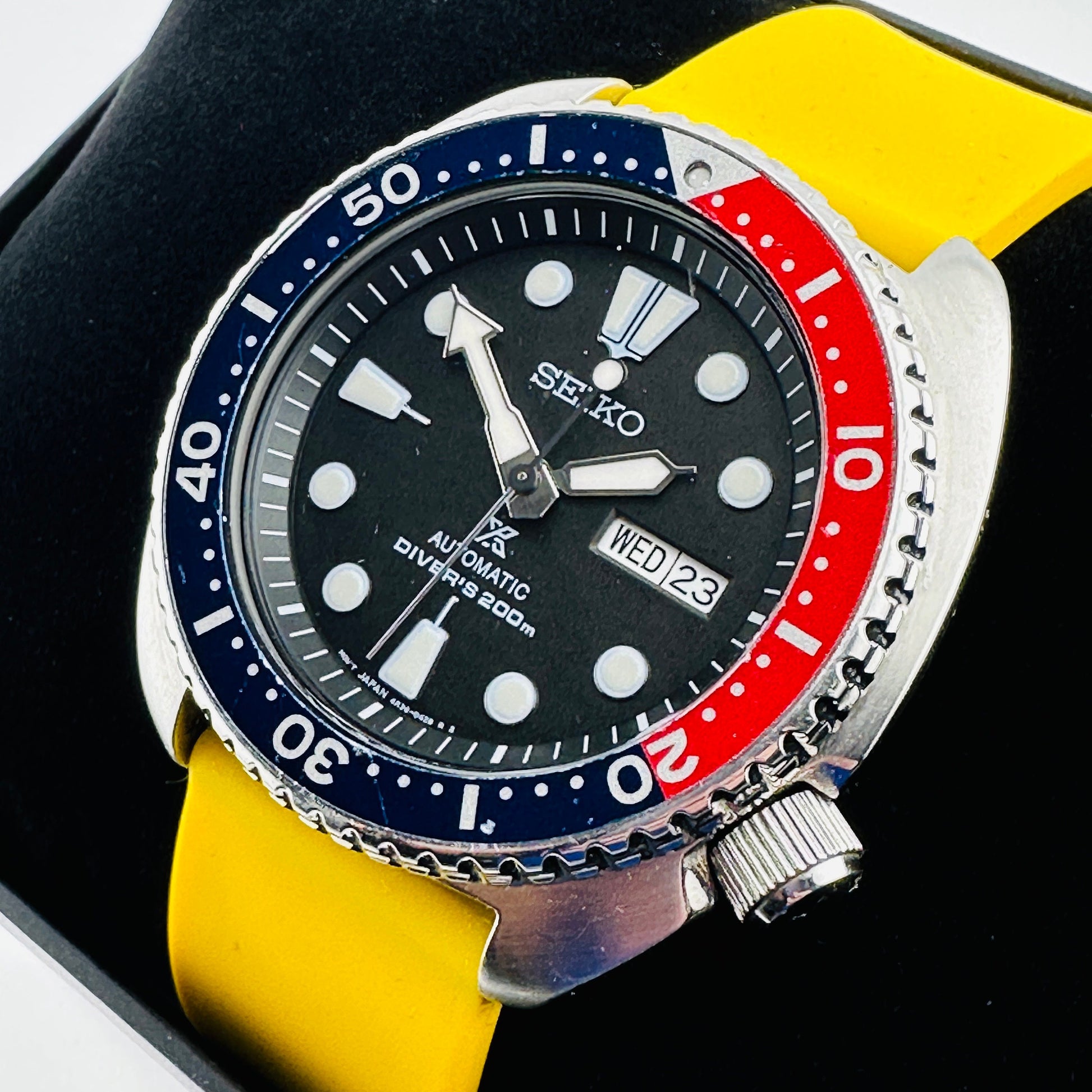 Seiko Prospex Diver's 200m Automatic 45mm Turtle Watch with Archer brand Silicone Strap