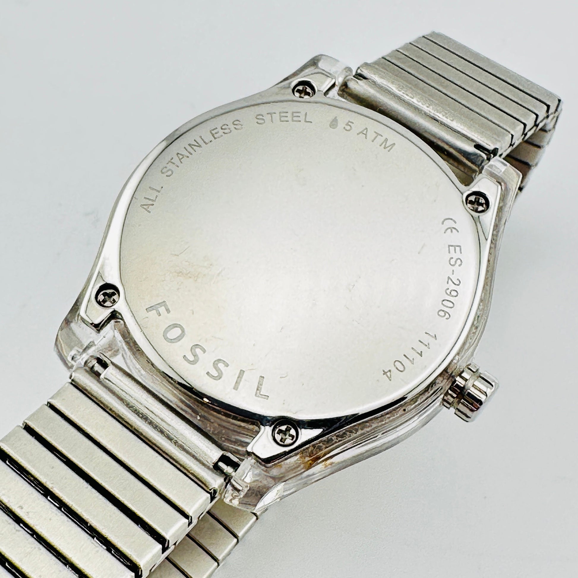 Fossil Watch with Rhinestone bezel, Clear Case and Stainless Steel Strap