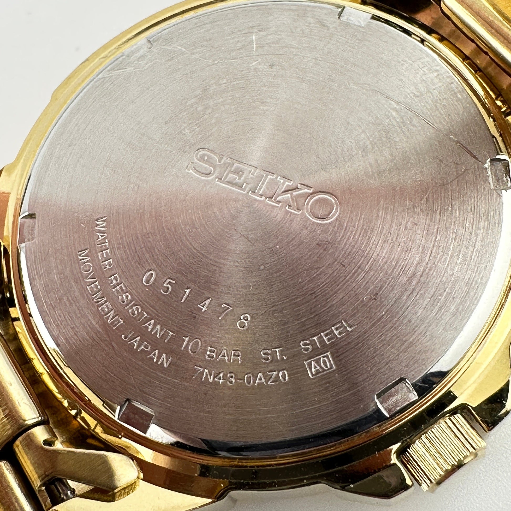 Seiko 100m Gold Tone Day Date Men’s 42mm quartz watch