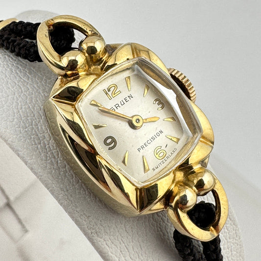 Antique Gruen Precision Swiss Cocktail 10k Gold Ladies Watch with 17 Jewels