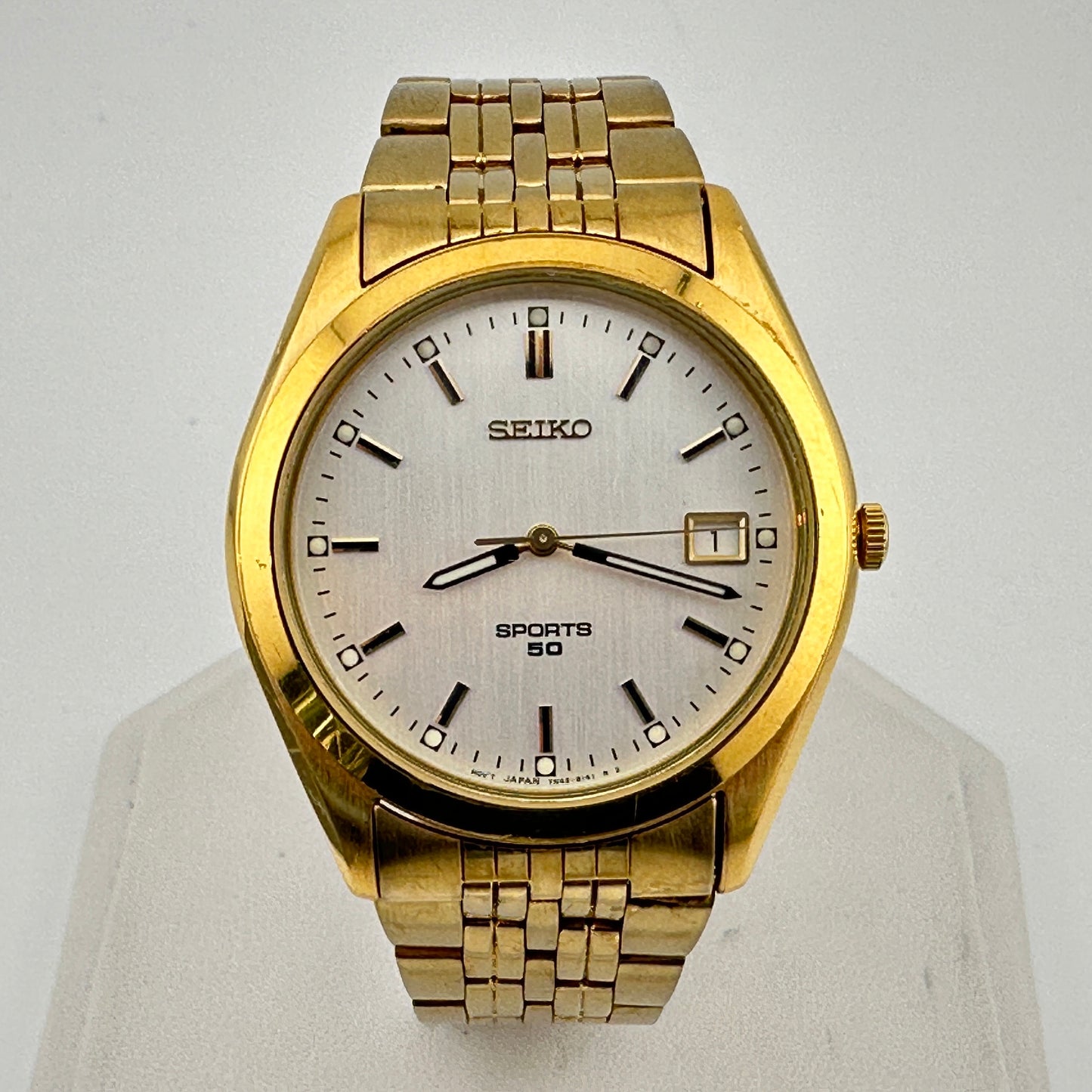 Seiko Sport 50 Gold Tone Stainless Steel 37mm Mens Watch c. Sept 1995