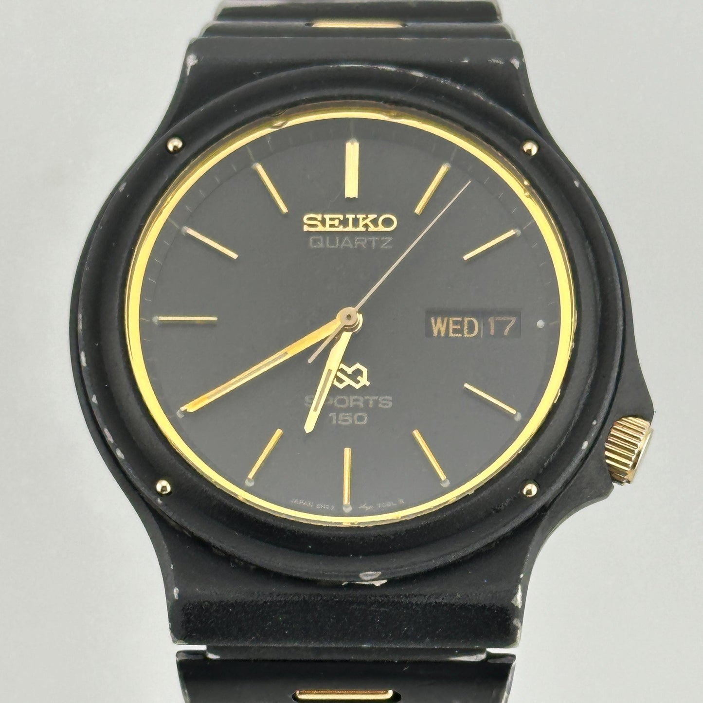 Seiko 150m Sports SQ 38mm Midsized Quartz PVD Coated Dive Watch c. Nov 1987