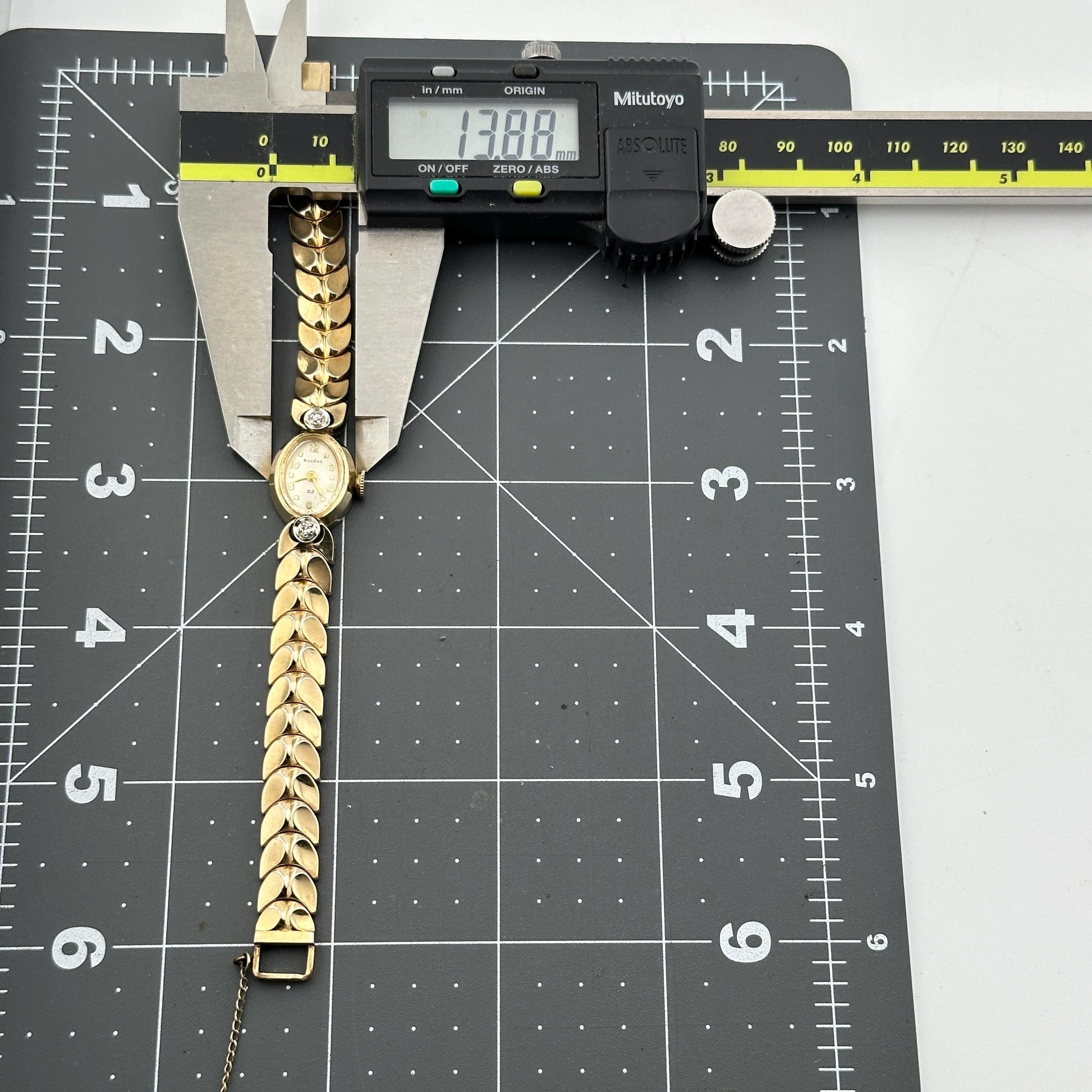 Antique Rhapsody by Bulova Swiss Cocktail 10k Rolled Gold Plate Watch with Diamonds and 23 Jewel Movement