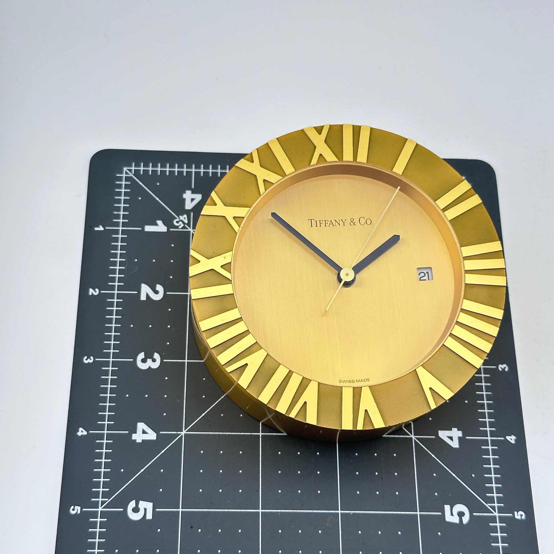 Tiffany & Co Swiss Made Atlas Desk Clock with Date