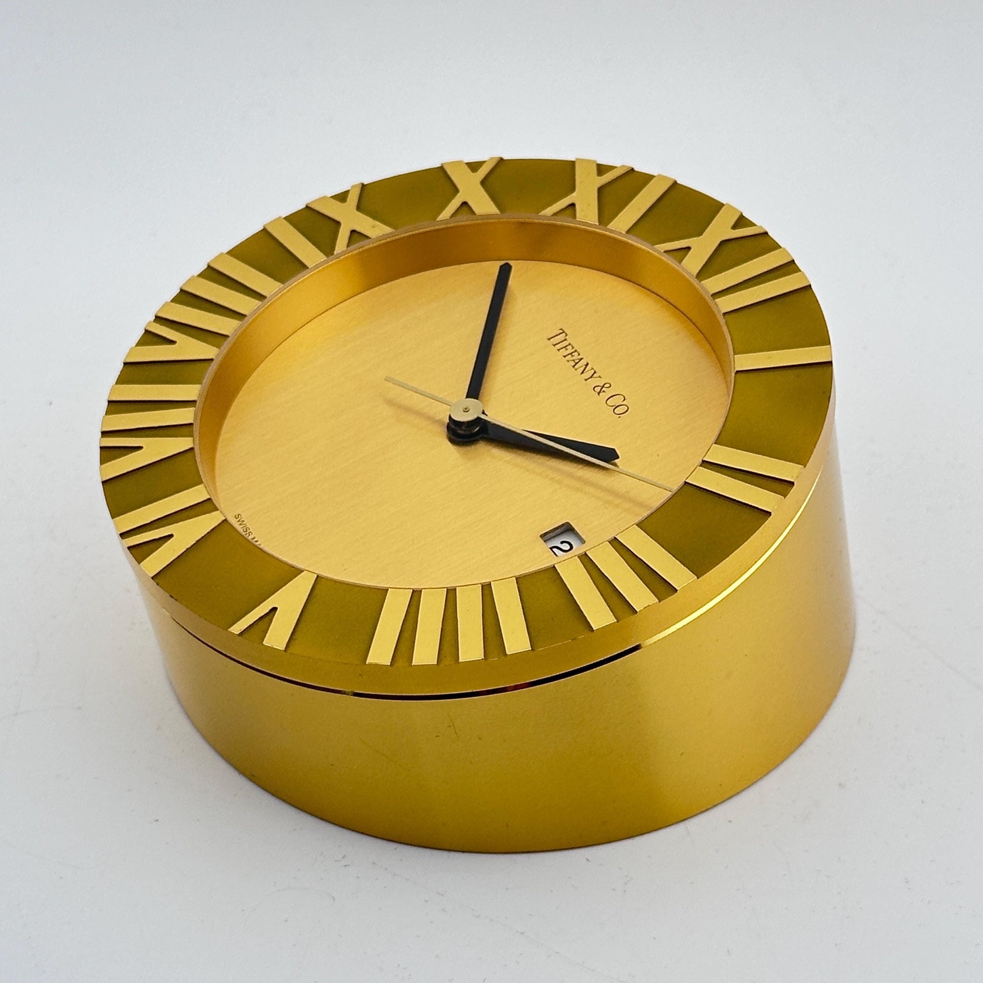 Tiffany & Co Swiss Made Atlas Desk Clock with Date