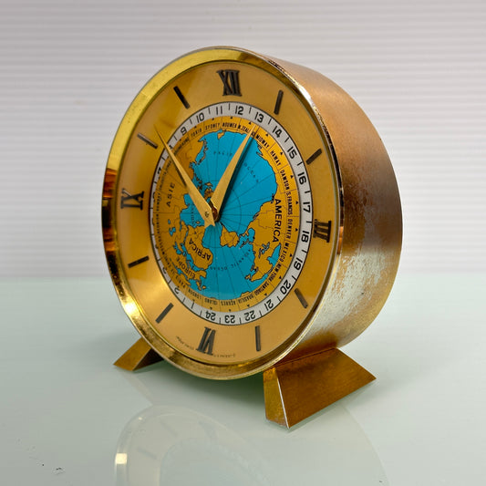 Imhof World Time Desk Clock Imhof, Swiss c.1955