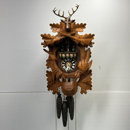 Albert Schwab Karlshrue - Musical Dancing Cuckoo Clock Hunting Themed
