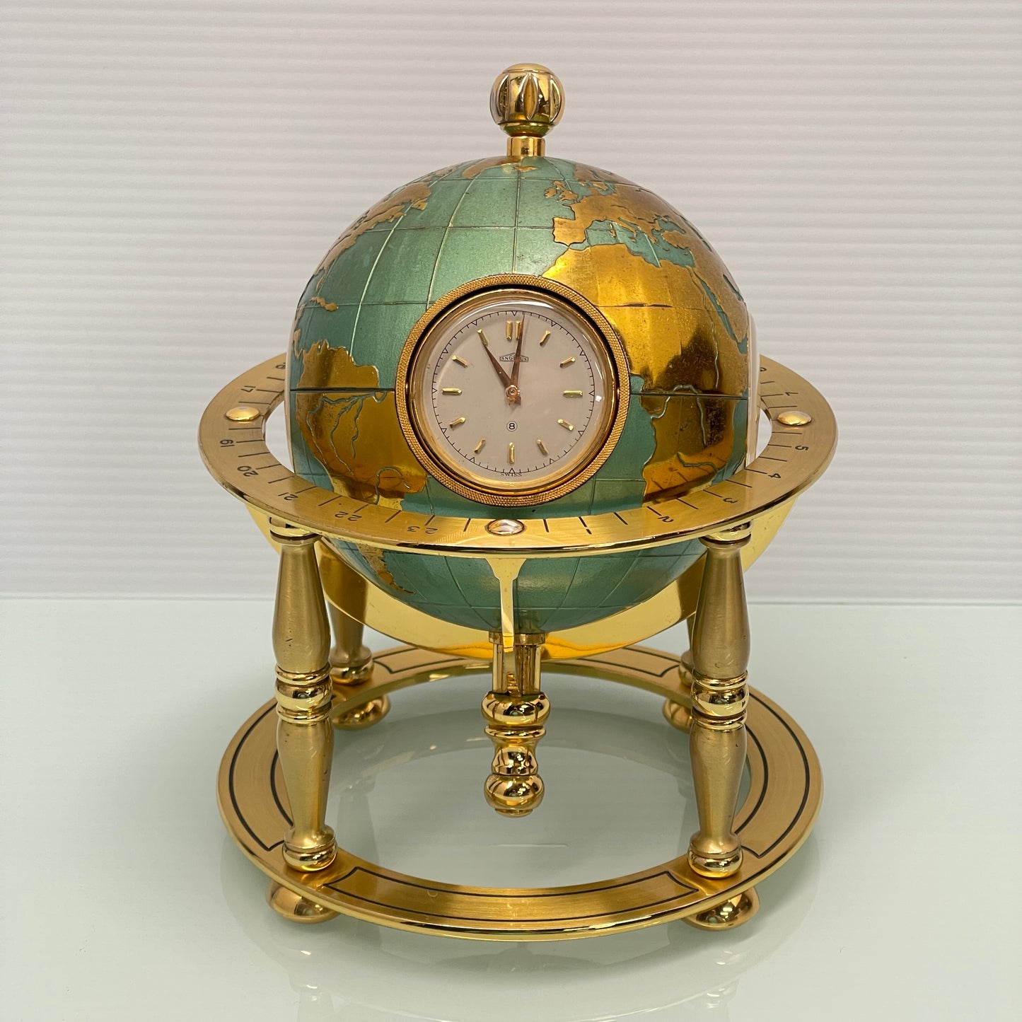 Rare Angelus Gilt Globe Clock and Weather Station c.1950