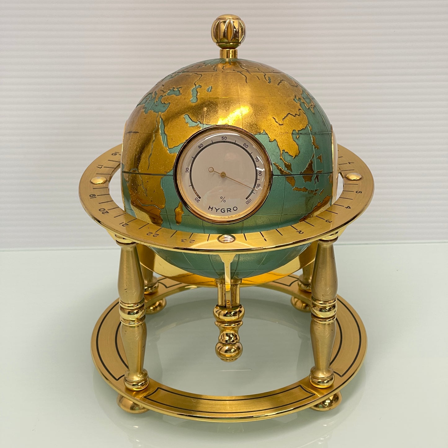 Rare Angelus Gilt Globe Clock and Weather Station c.1950