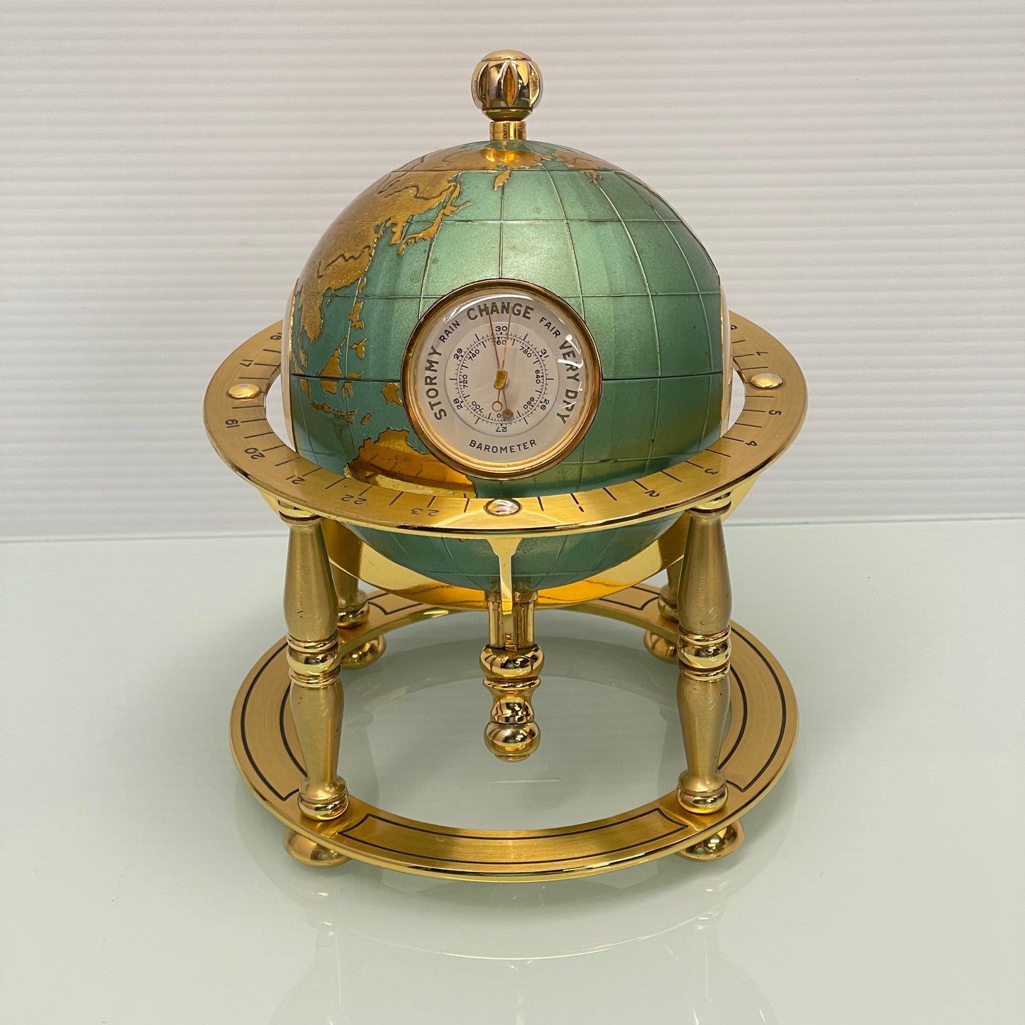Rare Angelus Gilt Globe Clock and Weather Station c.1950