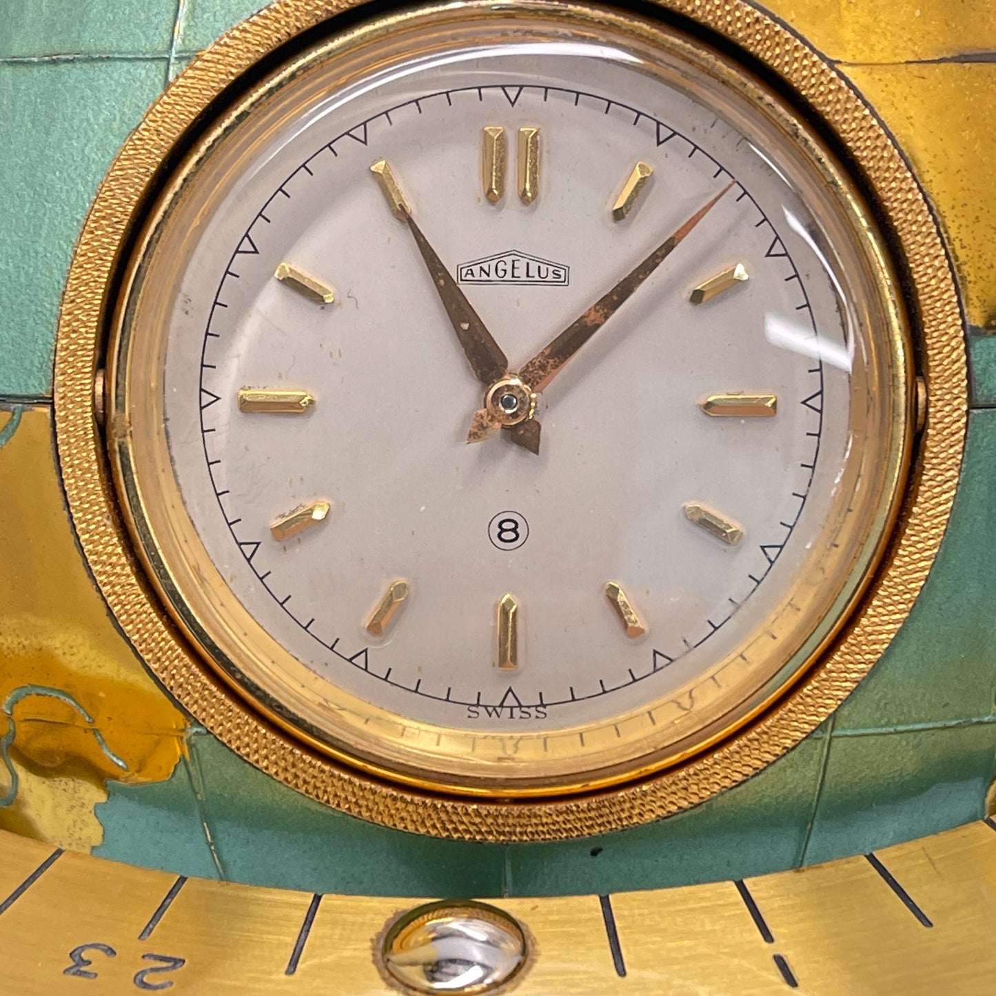 Rare Angelus Gilt Globe Clock and Weather Station c.1950