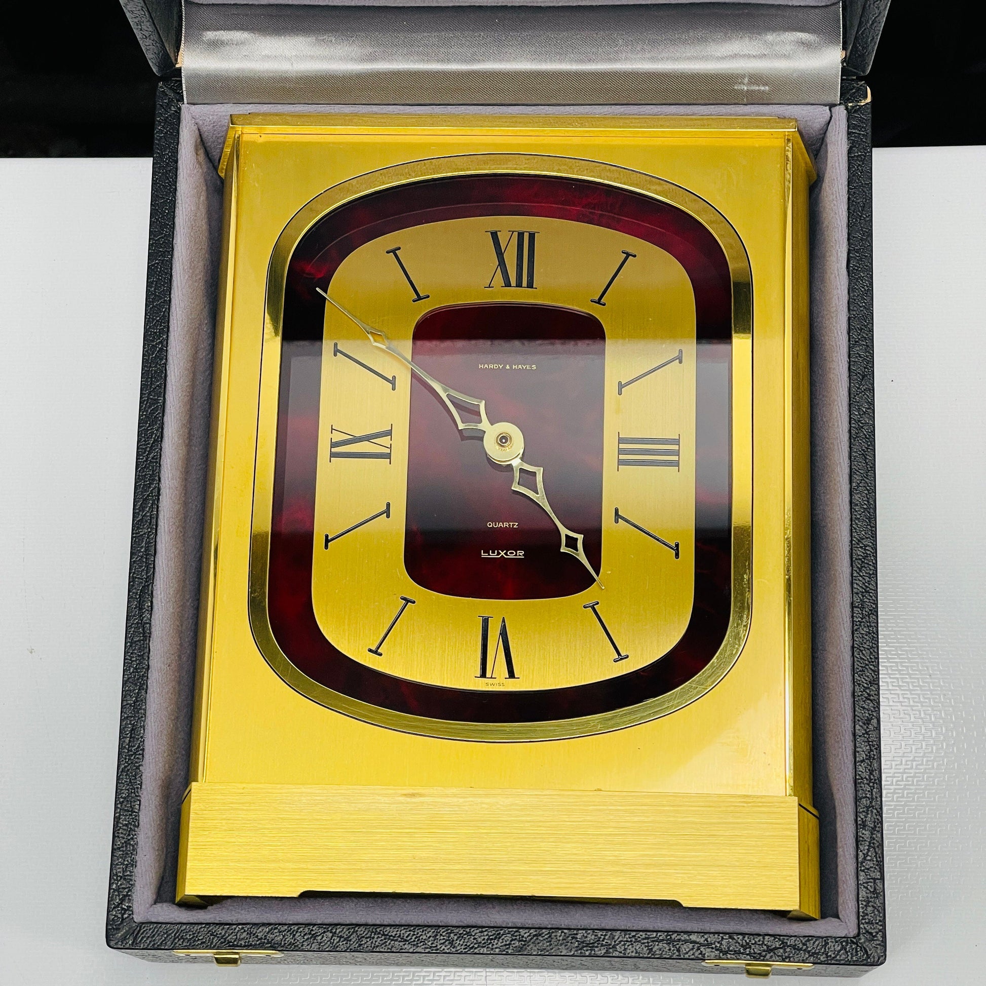 Gilt Brass and Faux Tortoiseshell Mantle Clock by LUXOR