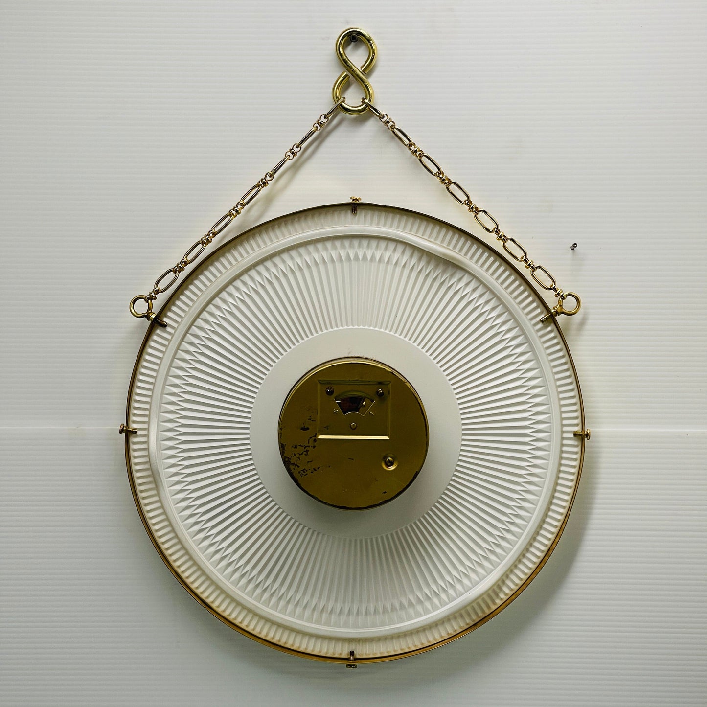 Vintage Henri Lagin Pocket Watch Style Large Frosted Glass Hanging Wall Clock