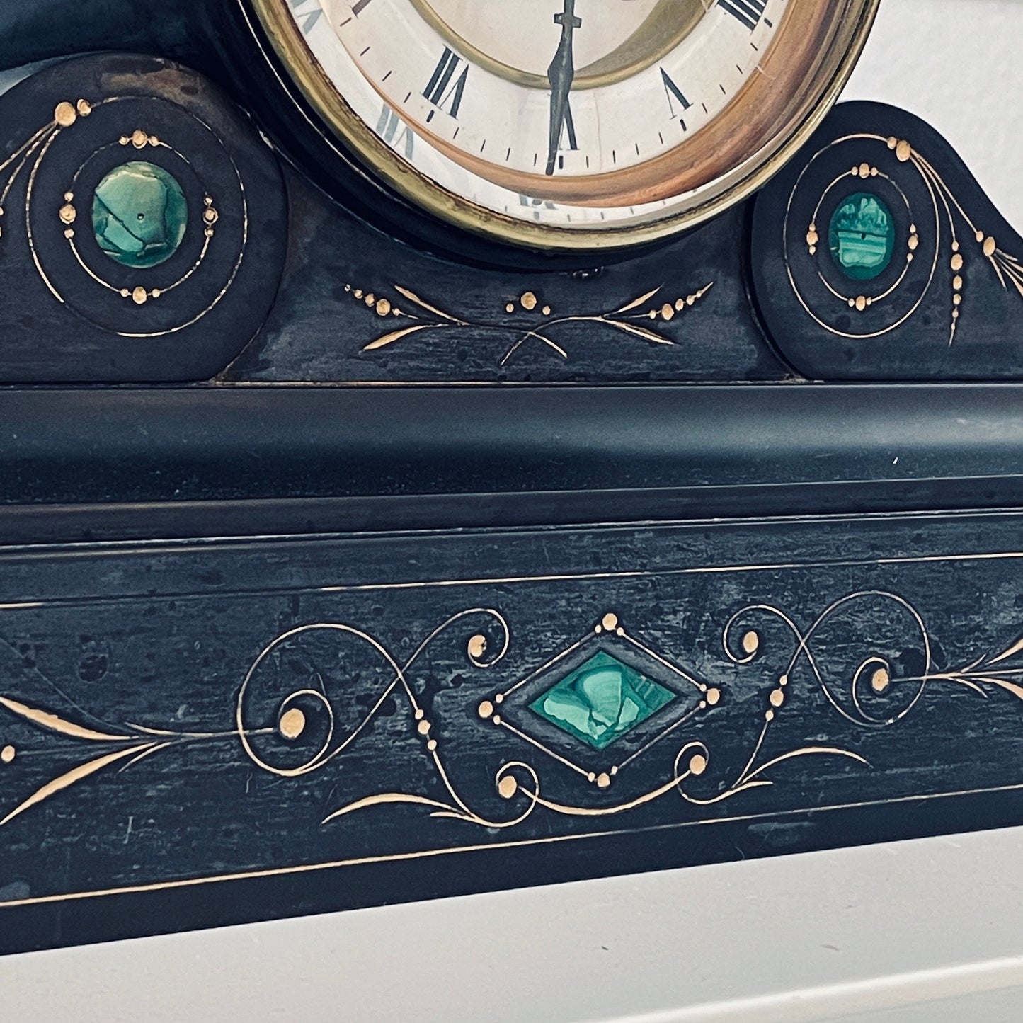 Antique Brocot and Delettrez Style Victorian 8 Day Black Slate Clock by Richard & Cie c.1860