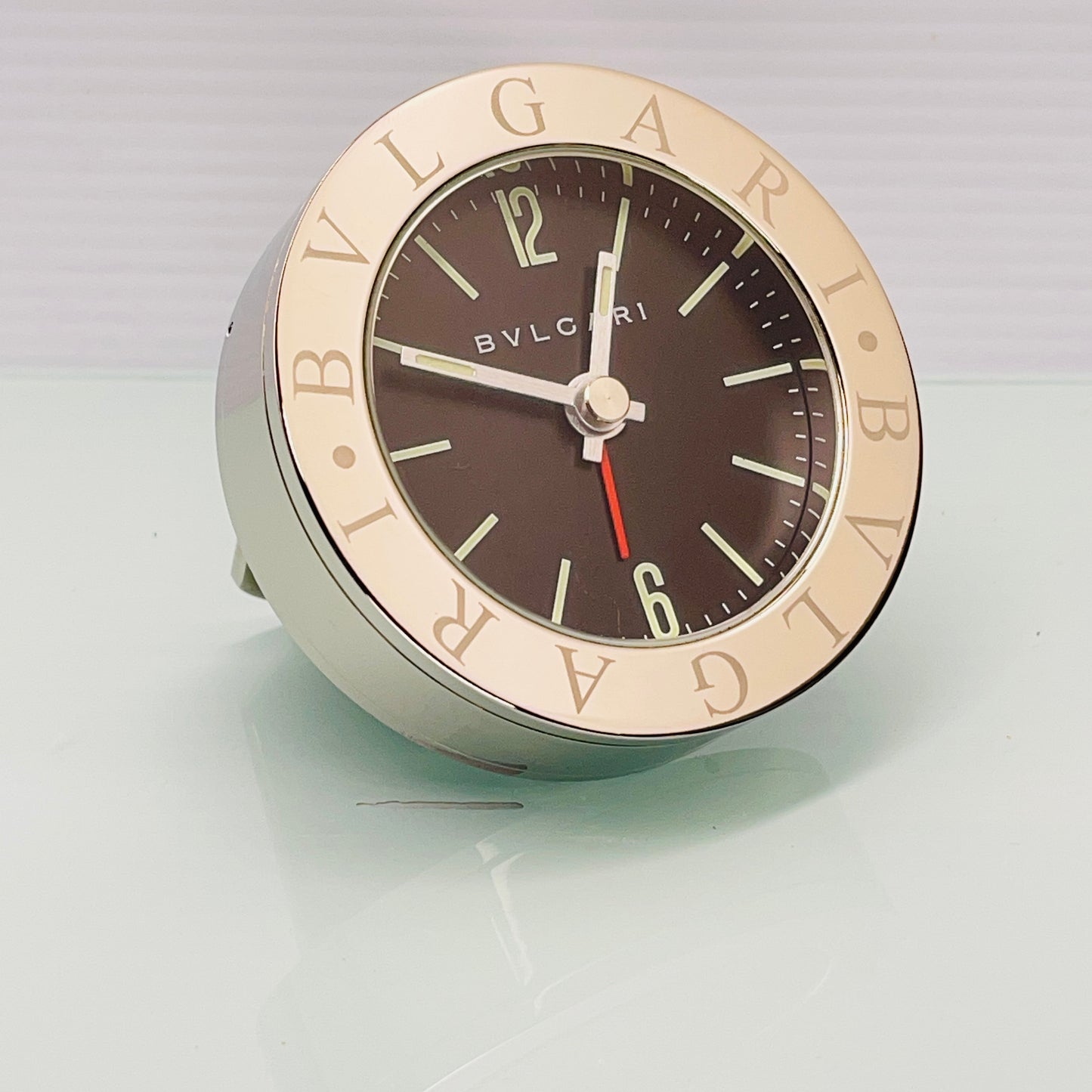 Bvlgari Rettangolo Chrome Travel Alarm Clock