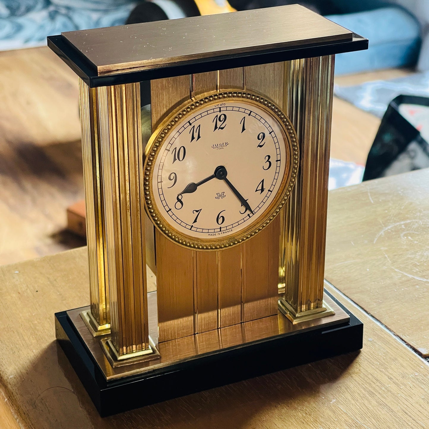 Jaeger ATO Brass and Bakelite Mantle Clock c. 1960