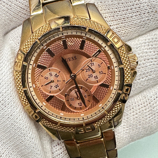 Guess “Mini Phantom” Rose Gold Stainless Steel Case Chronograph Wristwatch