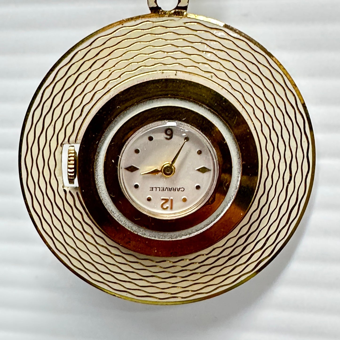 Caravelle Gold Pendant Watch and Gold Napier Chain