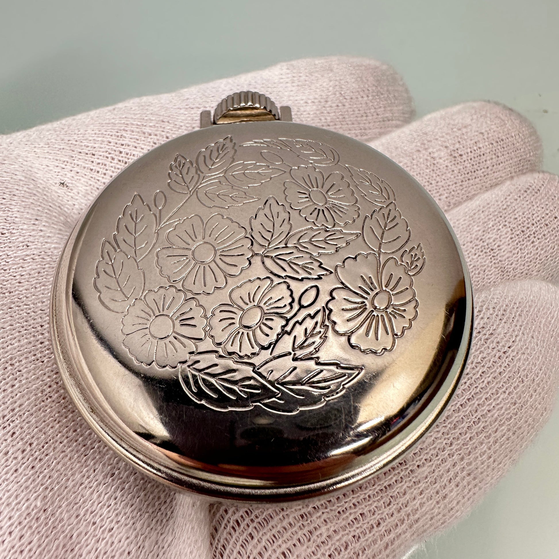 Westclox Pocket Ben Vintage Mechanical Wind Up Pocket Watch With floral engraving