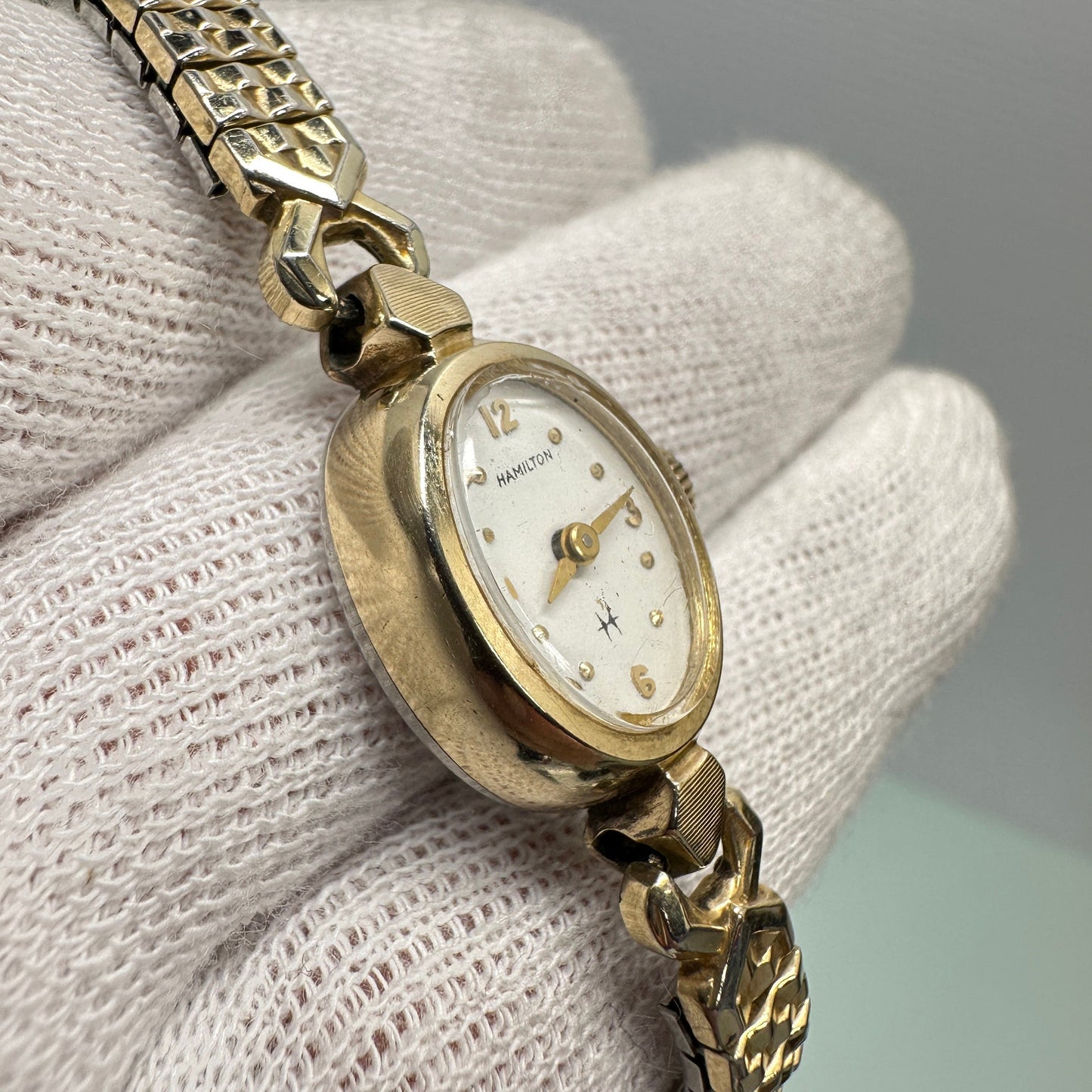 Antique Hamilton Swiss Cocktail 10k Gold Watch with 17 Jewels