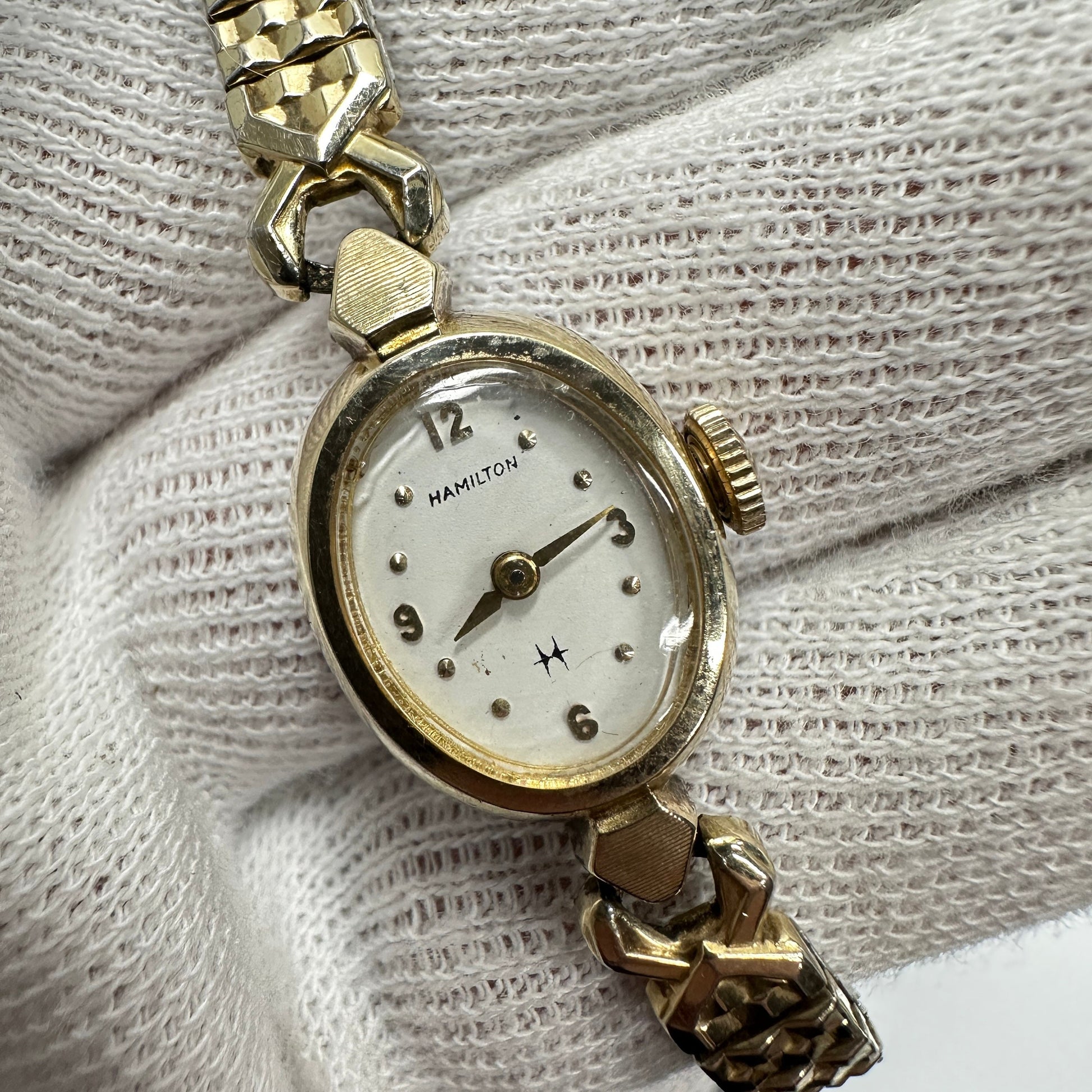 Antique Hamilton Swiss Cocktail 10k Gold Watch with 17 Jewels