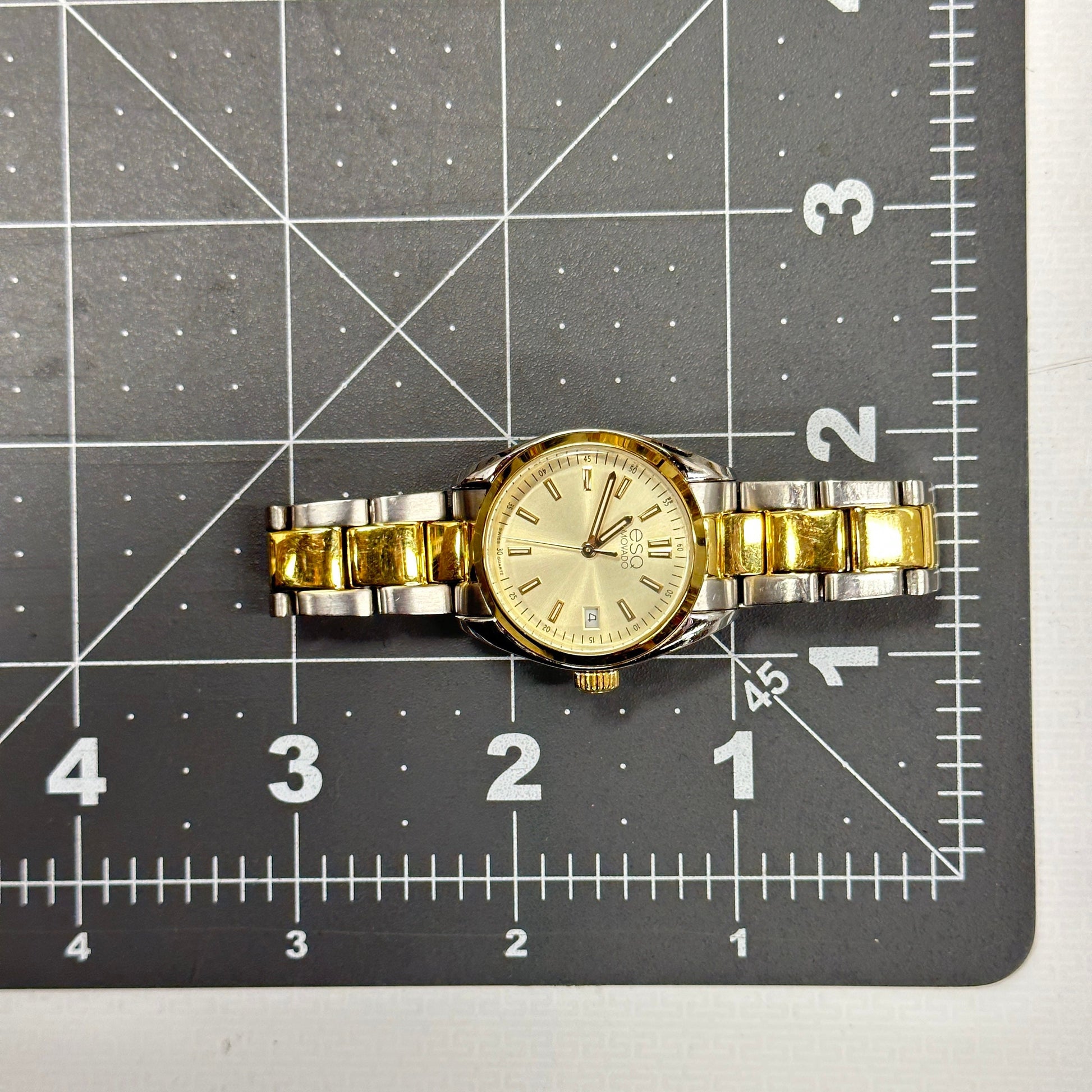 ESQ Movado Swiss Watch with Champagne Dial and Two Tone Gold and Stainless Steel Case and Band