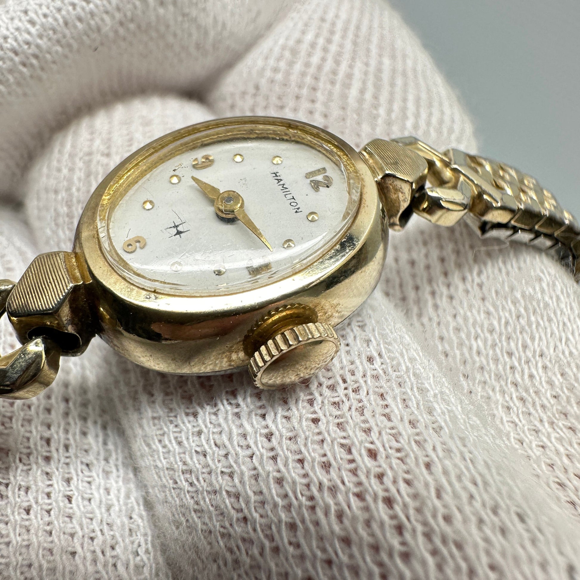 Antique Hamilton Swiss Cocktail 10k Gold Watch with 17 Jewels