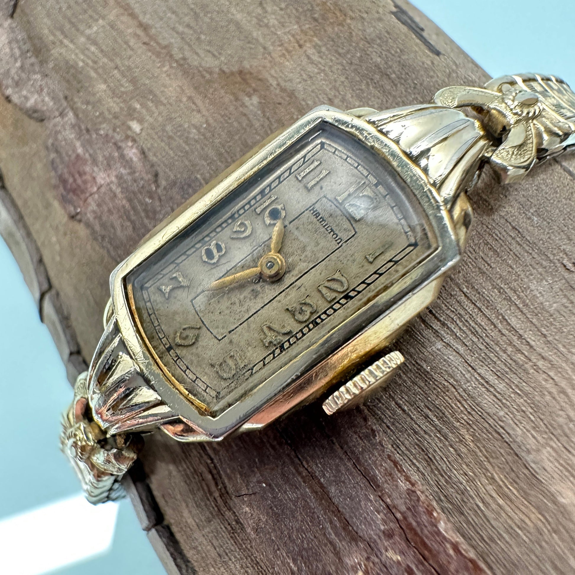 Antique Hamilton Swiss Cocktail 10k Gold Watch with 17 Jewels