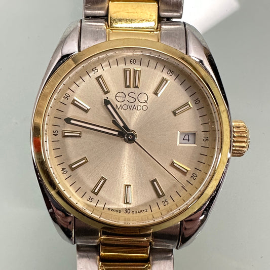 ESQ Movado Swiss Watch with Champagne Dial and Two Tone Gold and Stainless Steel Case and Band