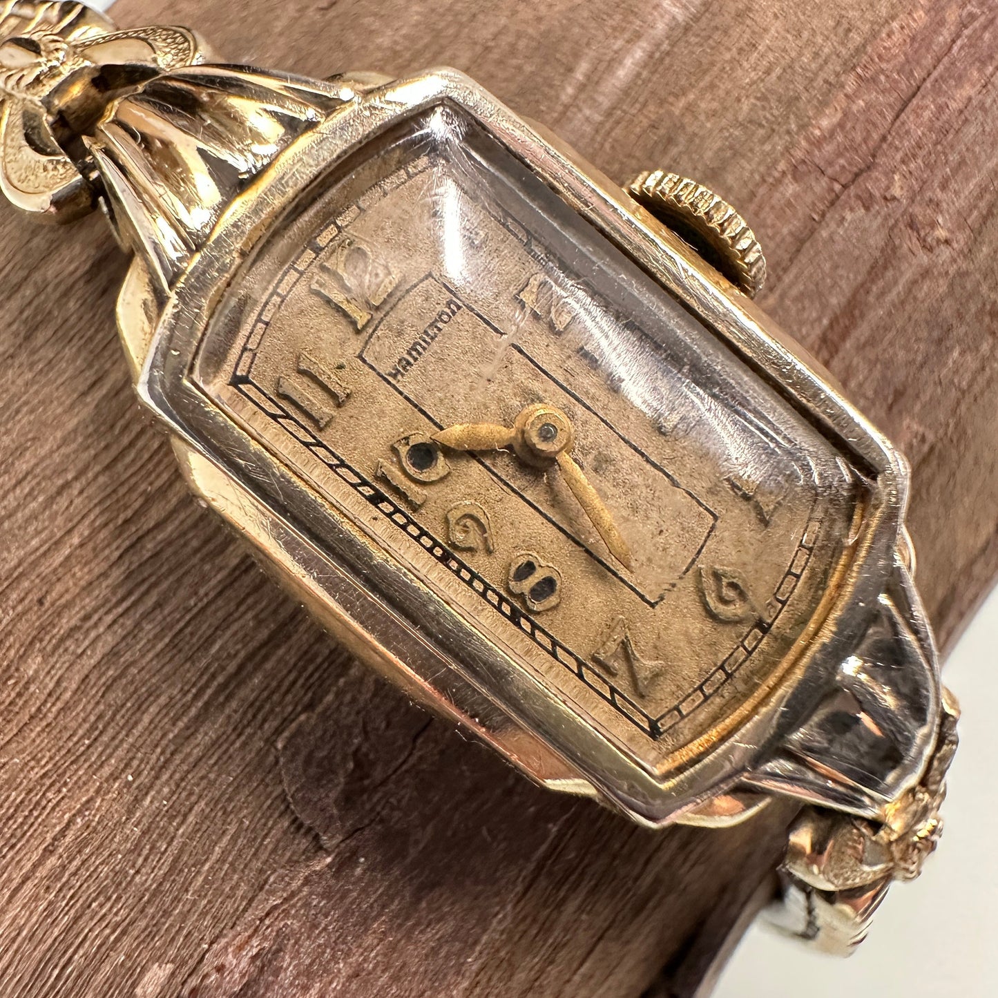 Antique Hamilton Swiss Cocktail 10k Gold Watch with 17 Jewels