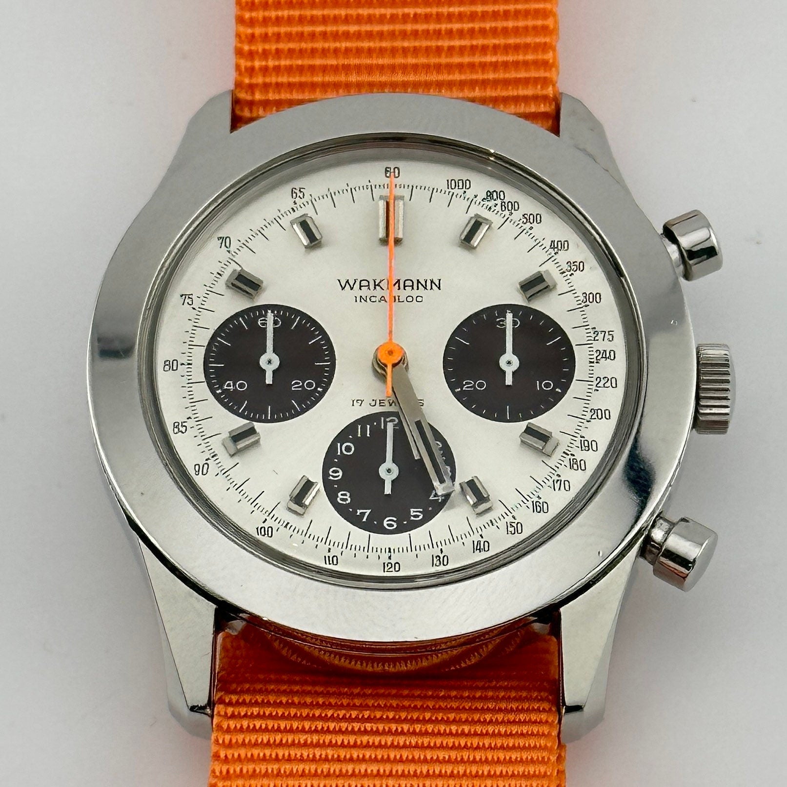 Wakmann Gigandet Chronograph Tri-Compax Valjoux 726 Incabloc 17 Jewel Wristwatch c.1960