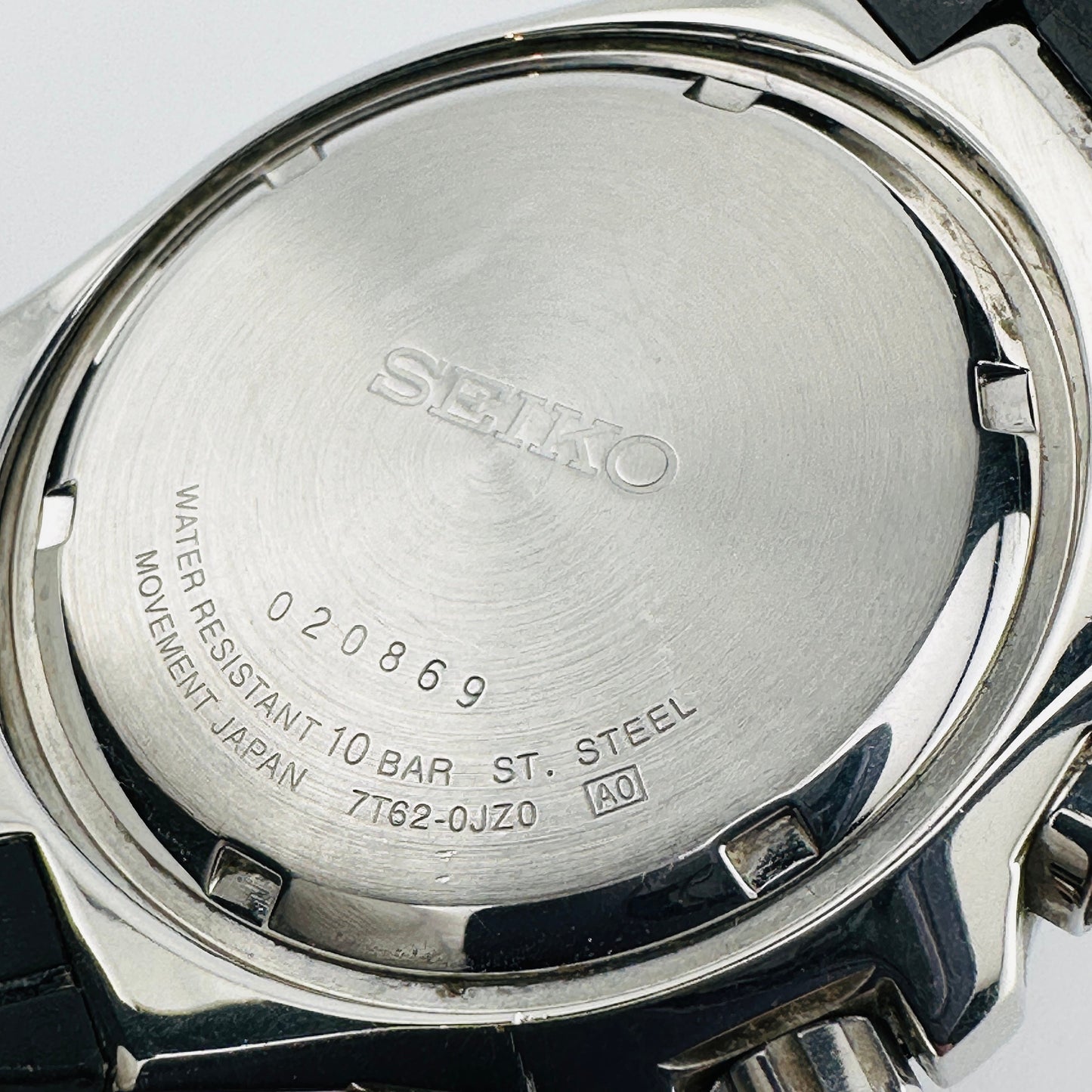 Seiko Chronograph 100 Quartz 45mm Watch with Black Dial and Stainless Steel Case