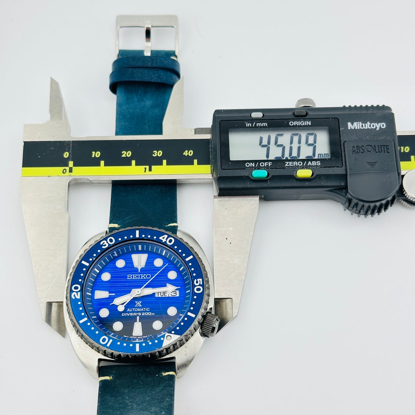 Seiko Prospex PADI Air Diver Ocean Special Edition 200m Automatic Watch with Custom Blue Leather strap