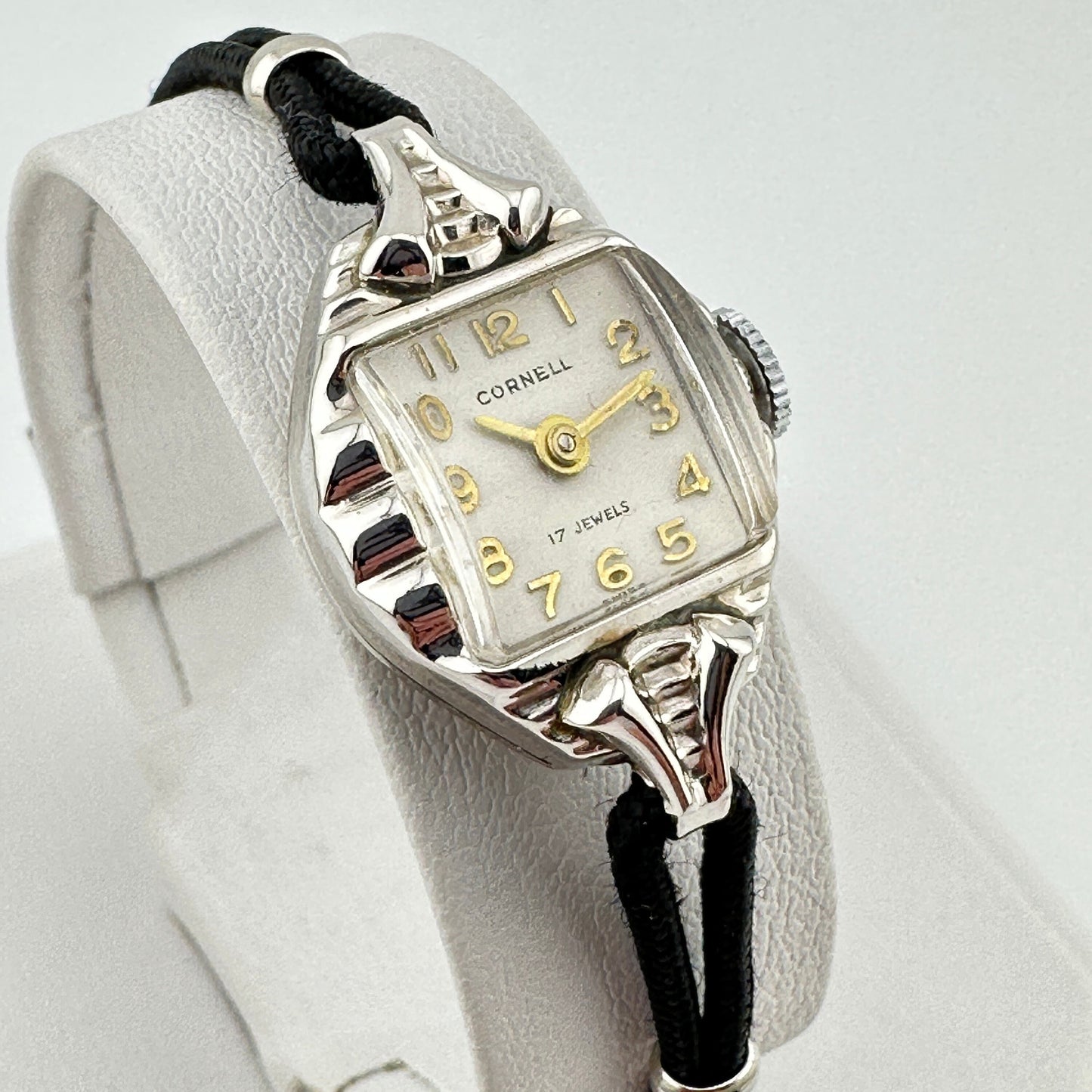 Antique Cornell Swiss Cocktail 14k White Gold Ladies Watch with 17 Jewel Manual wind movement