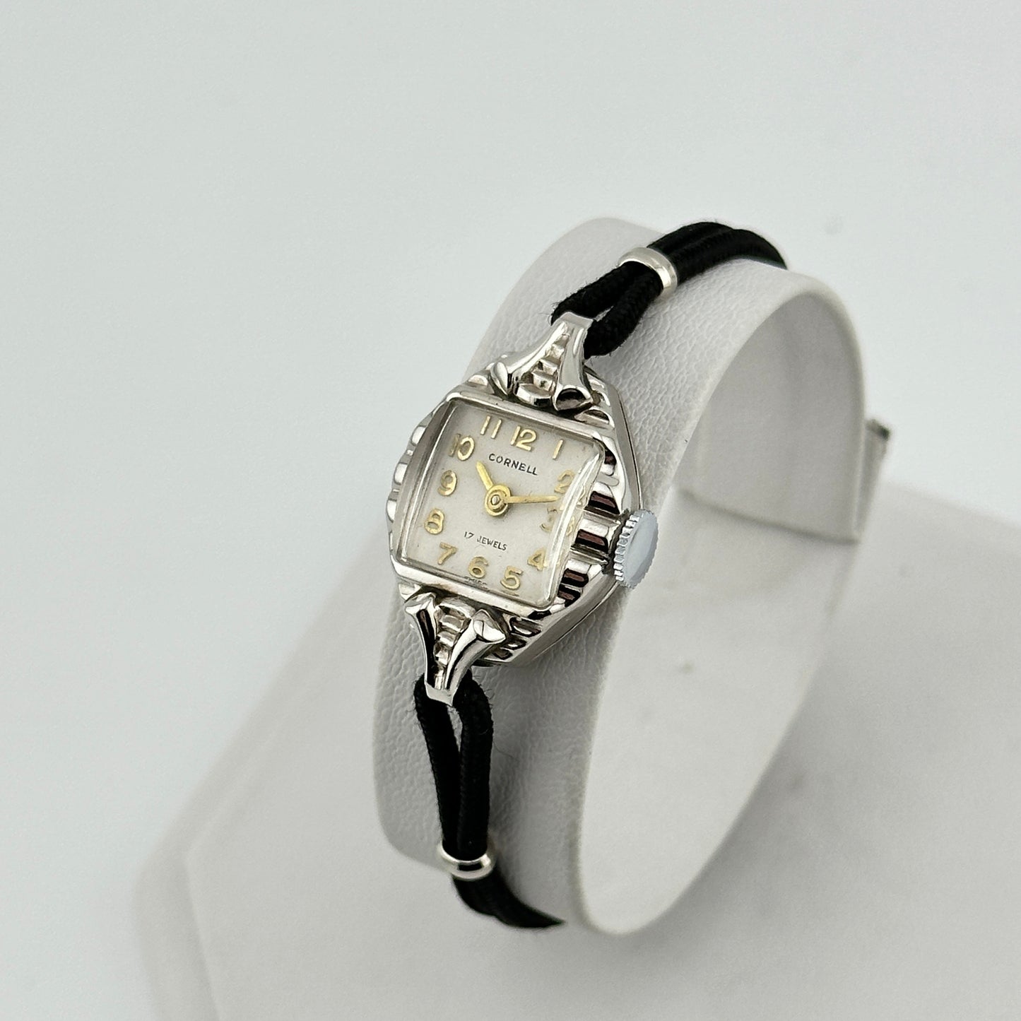 Antique Cornell Swiss Cocktail 14k White Gold Ladies Watch with 17 Jewel Manual wind movement